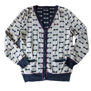 Corey Lynn Calter Neutral Bow Cashmere Cardigan Sweater